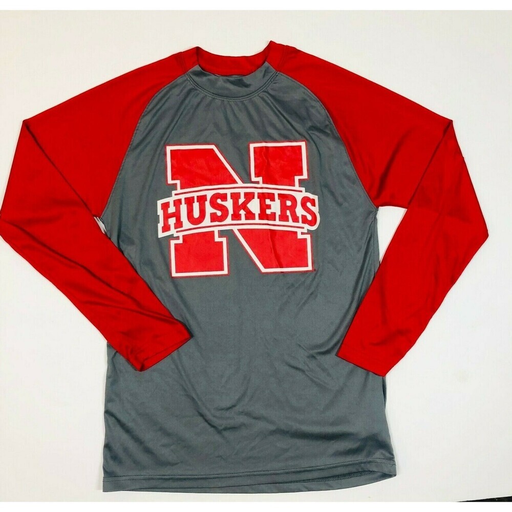 Nebraska Huskers Red & Grey Pro Edge Mock Neck Long Sleeve Top Men's M/M Active